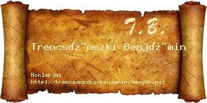 Trencsánszki Benjámin névjegykártya